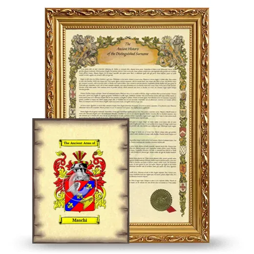 Maschi Framed History and Coat of Arms Print - Gold
