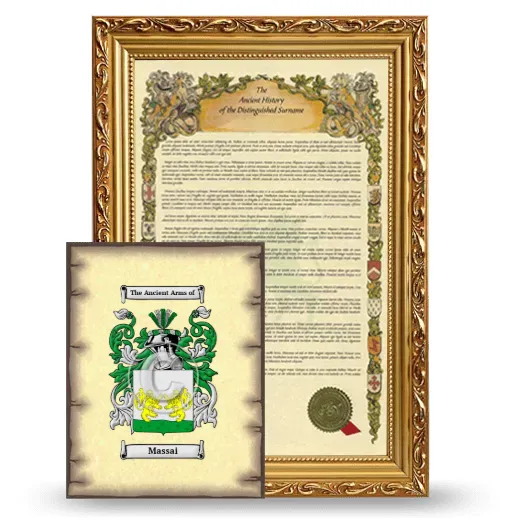 Massai Framed History and Coat of Arms Print - Gold