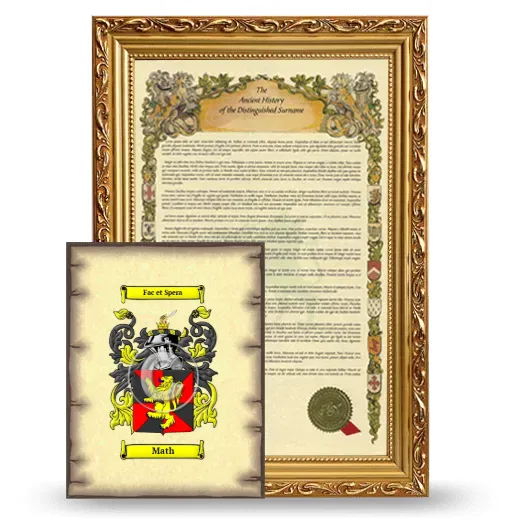 Math Framed History and Coat of Arms Print - Gold