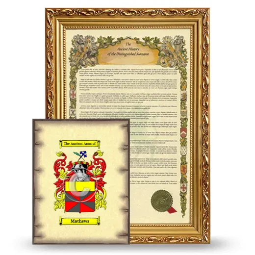 Mathews Framed History and Coat of Arms Print - Gold