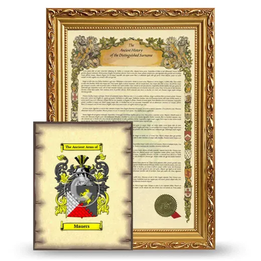 Mauers Framed History and Coat of Arms Print - Gold