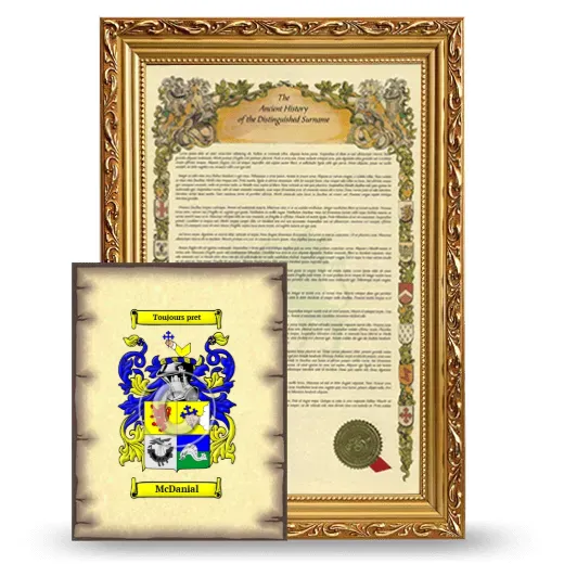 McDanial Framed History and Coat of Arms Print - Gold