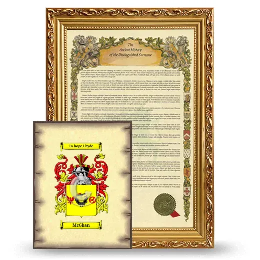 McGhan Framed History and Coat of Arms Print - Gold