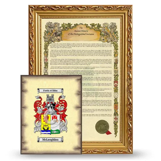 McLaughlan Framed History and Coat of Arms Print - Gold