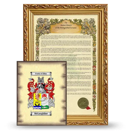 McLaughlint Framed History and Coat of Arms Print - Gold
