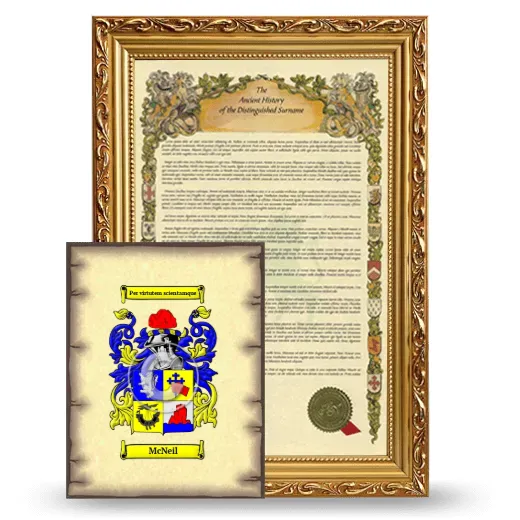 McNeil Framed History and Coat of Arms Print - Gold