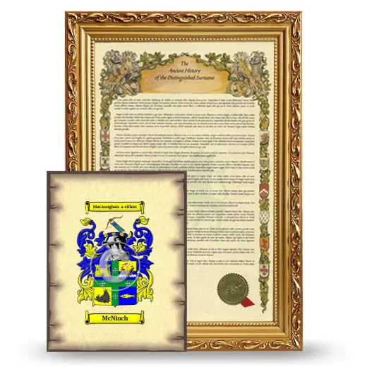 McNinch Framed History and Coat of Arms Print - Gold