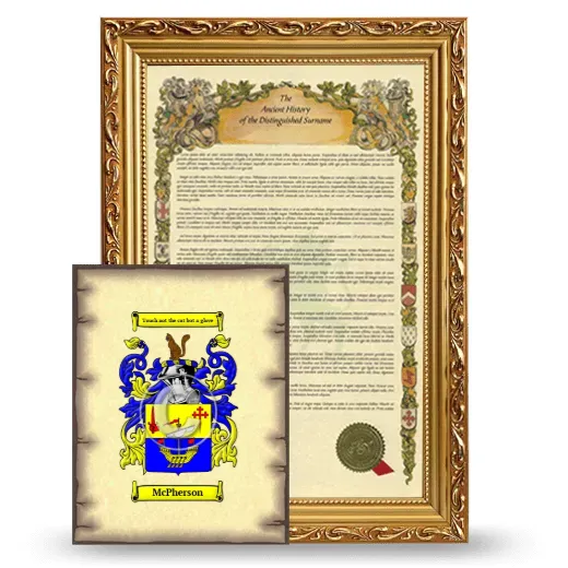 McPherson Framed History and Coat of Arms Print - Gold