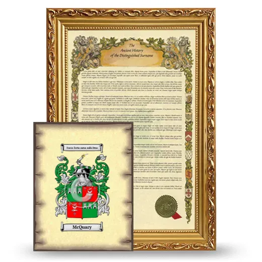 McQuary Framed History and Coat of Arms Print - Gold