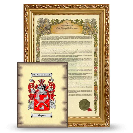 Megees Framed History and Coat of Arms Print - Gold