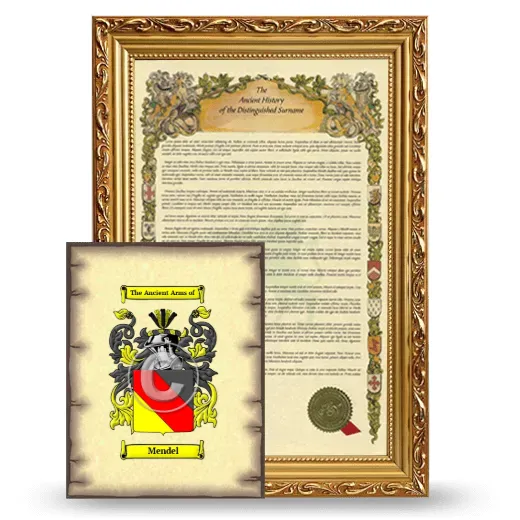 Mendel Framed History and Coat of Arms Print - Gold