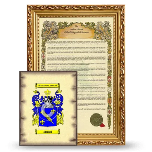 Merkel Framed History and Coat of Arms Print - Gold