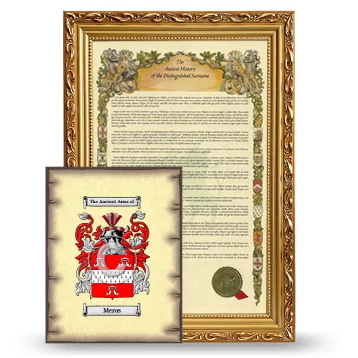Meros Framed History and Coat of Arms Print - Gold
