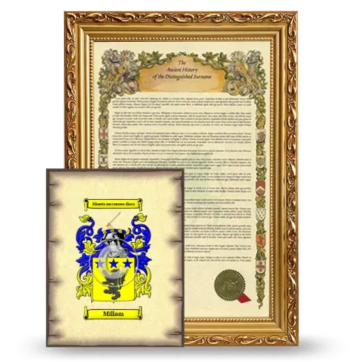 Millam Framed History and Coat of Arms Print - Gold