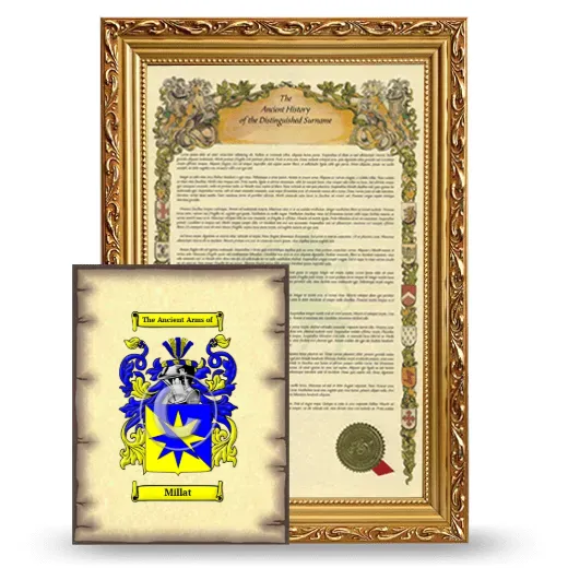Millat Framed History and Coat of Arms Print - Gold