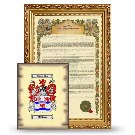 Milliken Framed History and Coat of Arms Print - Gold