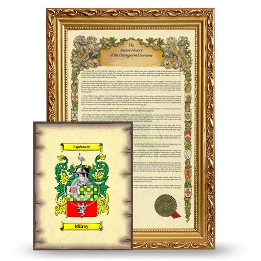 Milroy Framed History and Coat of Arms Print - Gold