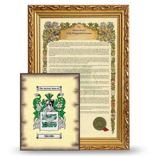Mirville Framed History and Coat of Arms Print - Gold