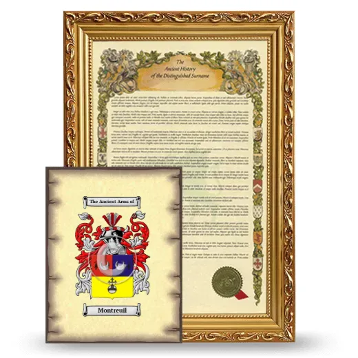 Montreuil Framed History and Coat of Arms Print - Gold