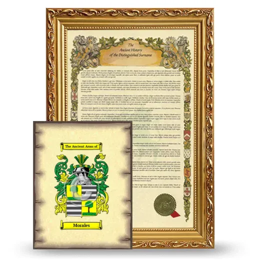 Morales Framed History and Coat of Arms Print - Gold
