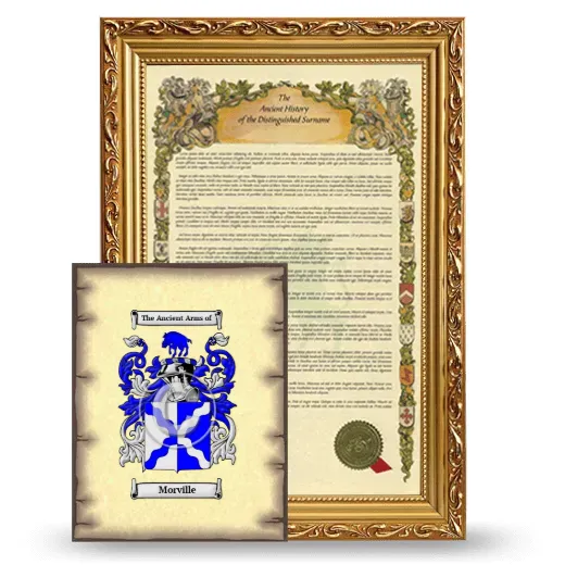 Morville Framed History and Coat of Arms Print - Gold