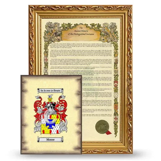Mosse Framed History and Coat of Arms Print - Gold