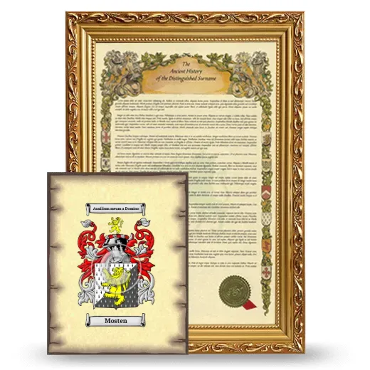 Mosten Framed History and Coat of Arms Print - Gold