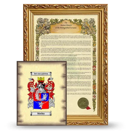 Motley Framed History and Coat of Arms Print - Gold