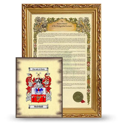 Mulvihill Framed History and Coat of Arms Print - Gold