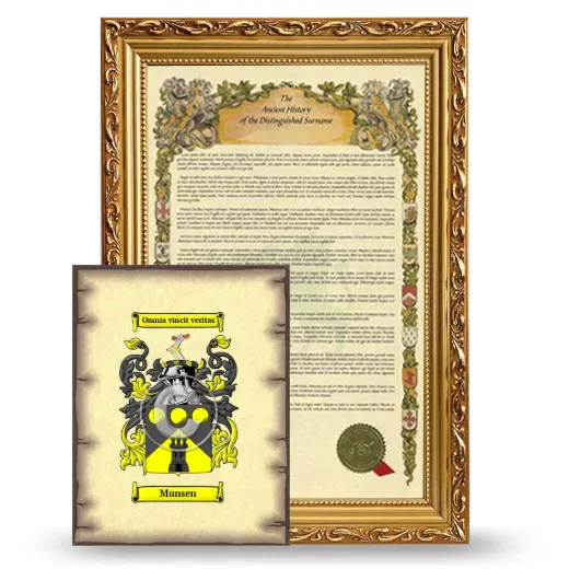 Munsen Framed History and Coat of Arms Print - Gold