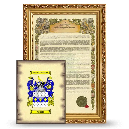 Naugle Framed History and Coat of Arms Print - Gold