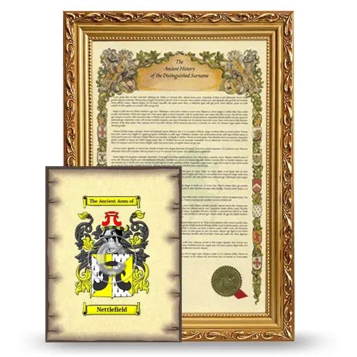 Nettlefield Framed History and Coat of Arms Print - Gold