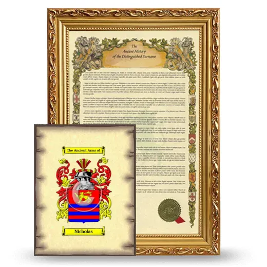 Nicholas Framed History and Coat of Arms Print - Gold