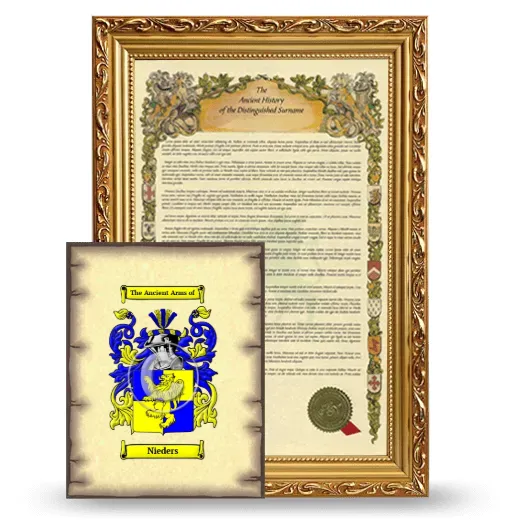 Nieders Framed History and Coat of Arms Print - Gold