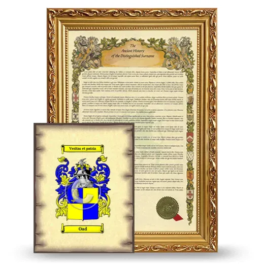 Oad Framed History and Coat of Arms Print - Gold
