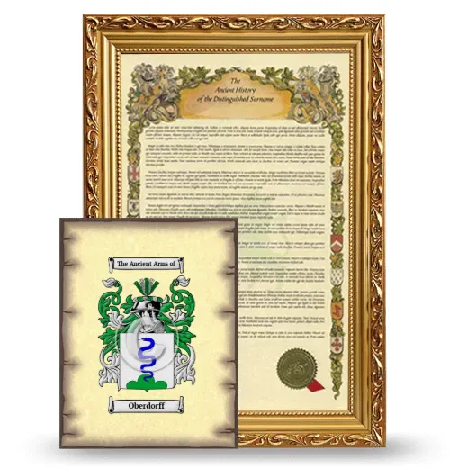 Oberdorff Framed History and Coat of Arms Print - Gold