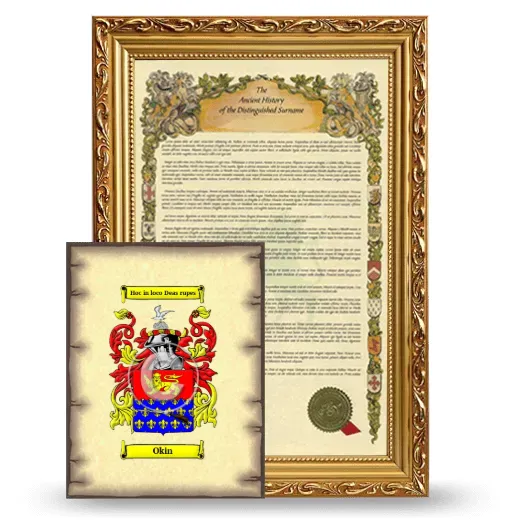 Okin Framed History and Coat of Arms Print - Gold