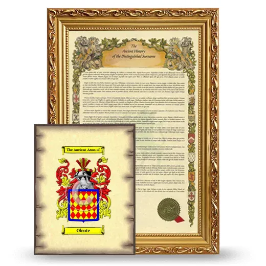 Olcote Framed History and Coat of Arms Print - Gold