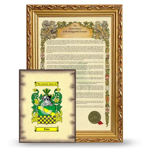 Páez Framed History and Coat of Arms Print - Gold