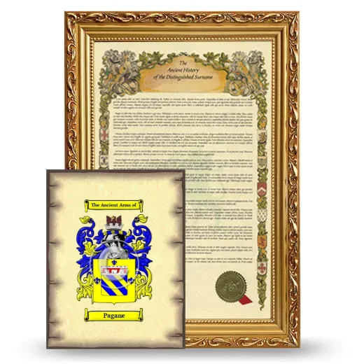Pagane Framed History and Coat of Arms Print - Gold