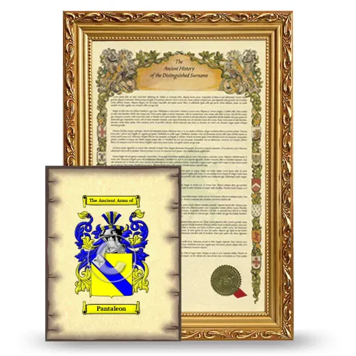 Pantaleon Framed History and Coat of Arms Print - Gold
