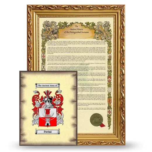 Pavini Framed History and Coat of Arms Print - Gold