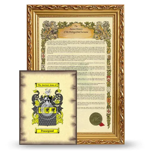 Peasegood Framed History and Coat of Arms Print - Gold