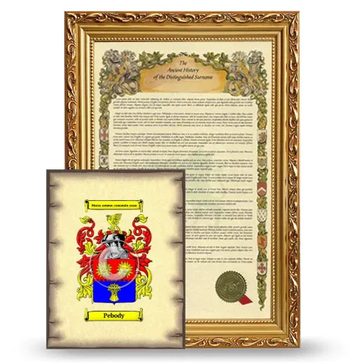 Pebody Framed History and Coat of Arms Print - Gold