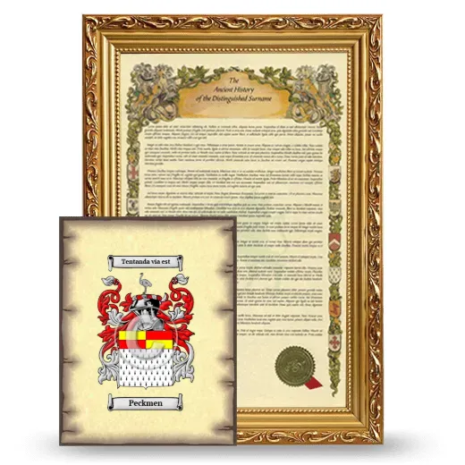 Peckmen Framed History and Coat of Arms Print - Gold