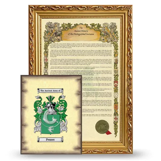 Penser Framed History and Coat of Arms Print - Gold