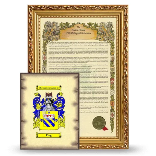 Ping Framed History and Coat of Arms Print - Gold