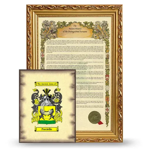 Porciello Framed History and Coat of Arms Print - Gold
