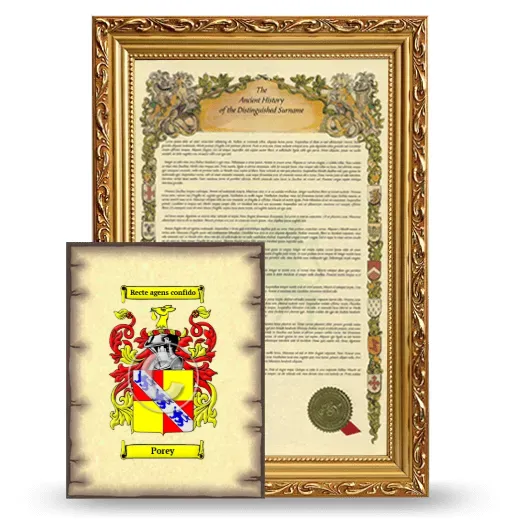 Porey Framed History and Coat of Arms Print - Gold