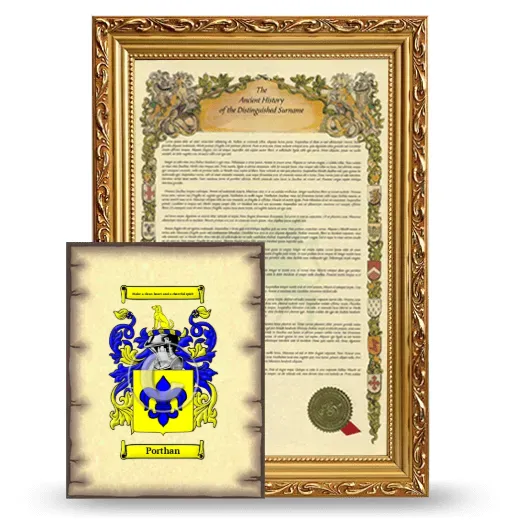 Porthan Framed History and Coat of Arms Print - Gold